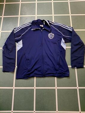 Adidas Men’s Navy Track Jacket with Light Gray Accents
